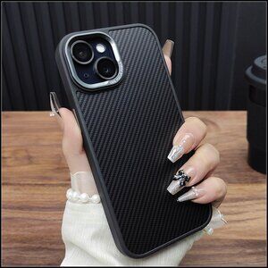 Carbon Fiber Texture Case with Metallic Camera Ring